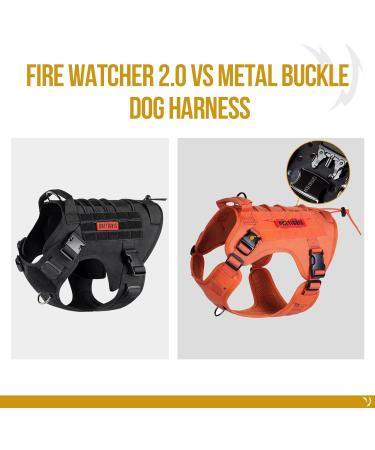 Oneigris Dog Harness - Fire Watcher 2.0 Tactical with 2 Metal Buckles MOLLE System No-Pull D-Ring 1000D Nylon - Orange - Buy Online on GoSupps.com
