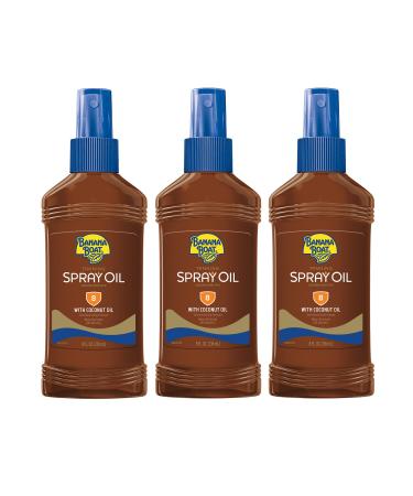 Banana Boat Deep Tanning Oil Sunscreen Pump Sun Screen Spray with Coconut Oil SPF 8 8oz. - Pack of 3