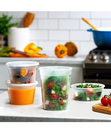 48 Sets Combo Plastic Deli Containers with Airtight Lids - 8oz, 16oz, 32oz - Food Storage/Soup Containers - Buy Online on GoSupps.com