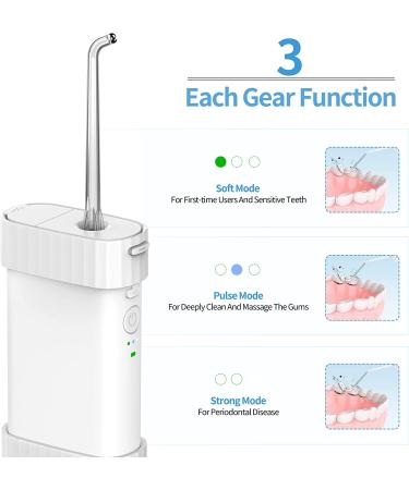 Dental Water Flosser - Portable Oral Irrigator with 5 Jet Tips, 3 Modes, IPX8 Waterproof - Teeth Cleaner for Braces, Bridges, Tooth Care - Telescopic Water Tank - Home & Travel (White) - Buy Online on GoSupps.com