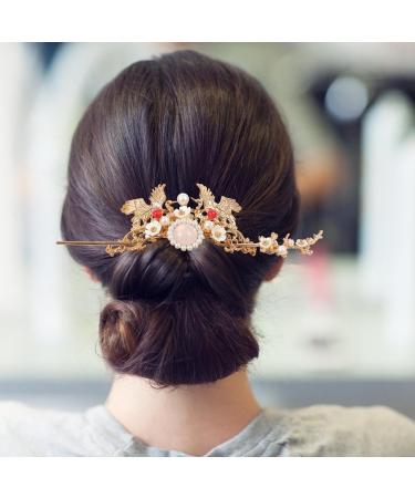 Soimiss Golden Hair Clip | Chinese Hairpin & Knot Stick | Bridal Phoenix Crown Hair Accessory - Shop Internationally! - Buy Online on GoSupps.com