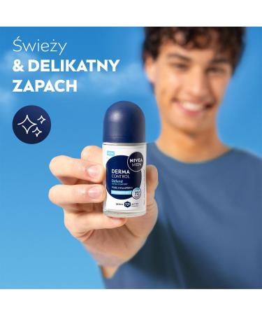 NIVEA MEN Derma Control Defend Anti-transpirant pour Hommes Roll on - Protection 72h avec Acide Hyaluronique et Provitamine B5 50 ml - Buy Online on GoSupps.com