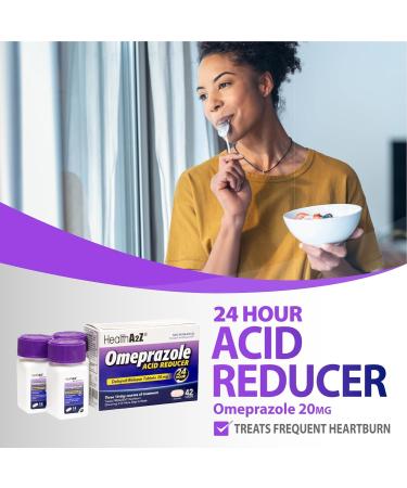HealthA2Z Acid Reducer | Omeprazole 20mg | Delayed - Release Tablets | 24 Hours | Treats Frequent Heartburn | Occuring 2 or More Days A Week (42 Counts) - Buy Online on GoSupps.com