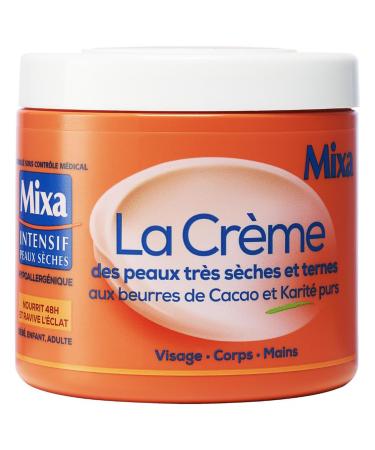 Mixa Intensive Dry Skin - Cream for Very Dry and Dull Skin - Multi-Use Face Body Hands Feet - Nourishes for 48 hours and Revives Radiance - Rapid Penetration - Hypoallergenic - 400 ml Jar
