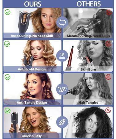 Corded Hair Curler with 4 Temperature Settings - UK Plug | Automatic Hair Curler for Long Hair - Buy Online on GoSupps.com