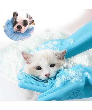 Xfly Pet Grooming Gloves & Nursing Shoes Silicone Brush for Cats & Dogs Hangable Design for Bathing & Massaging (Blue) - Buy Online on GoSupps.com