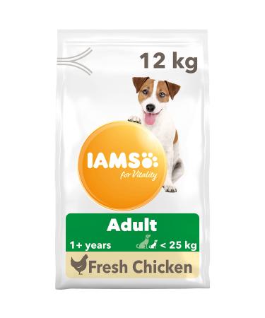 IAMS Complete Dry Dog Food for Adult 1+ Small and Medium Breeds with Chicken 12 kg Chicken 12 kg (Pack of 1) - Buy Online on GoSupps.com