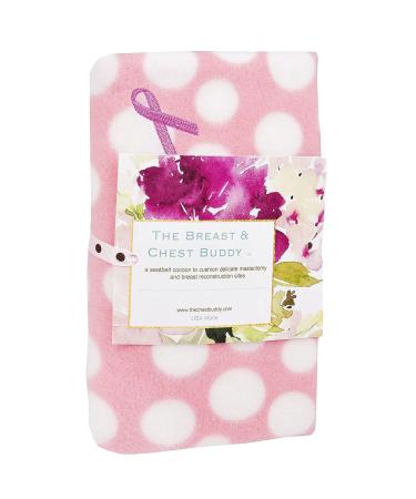 The Breast and Chest Buddy Seatbelt Cushion for Mastectomy and Breast Reconstruction Sites Polka Dots and Breast Cancer Ribbon