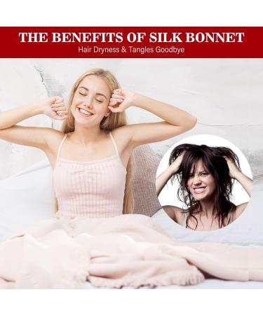 Abeillo Silk Sleep Bonnet for Women - Adjustable Satin Night Cap for Curly Hair - Wine Red - Buy Online on GoSupps.com