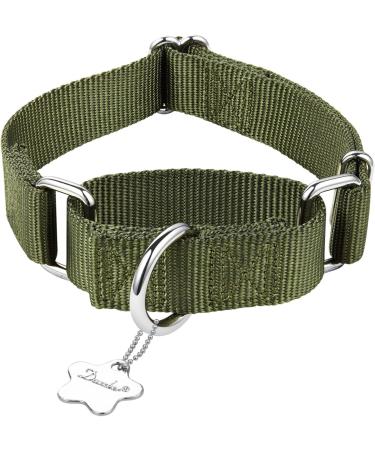 Adjustable Martingale Dog Collars - Durable No-Escape Nylon for All Sizes (M: 36cm-53cm) in Military Green - Buy Online on GoSupps.com