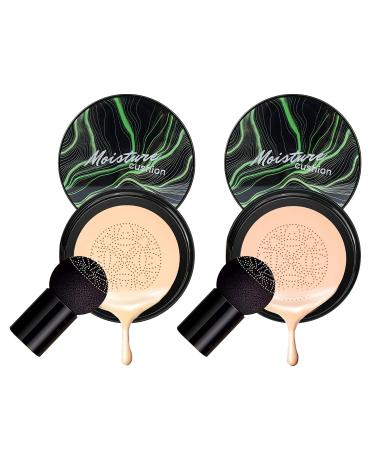 YOUBUY Air cushion CC Cream Mushroom Head Air Cushion BB Cream  Concealer Lasting Nude Makeup Moisturizing Oil Control Waterproof Suitable For All Skin (Natural and Ivory White)