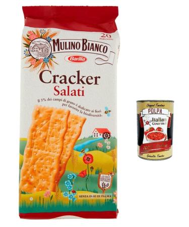 Italian Gourmet E.R. Mulino Bianco Salted Crackers with Durable Flour 500g + Italian Polpa Goumet 400g Set of 3