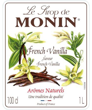 MONIN Premium French Vanilla Syrup 1L - Vegan-Friendly, Allergen-Free | 100% Natural Flavours for Coffee & Cocktails - Buy Online on GoSupps.com