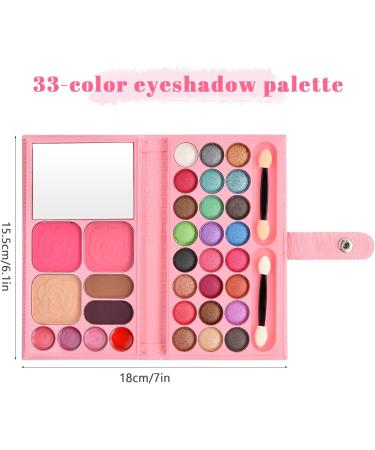 Kioiner 33 Colors Makeup Palette Set for Kids All in One Makeup Kit with 5 pcs Makeup Brushes for Girls with Eyeshadows Lipstick Blush Eyebrow Powder Shading Powder Small Makeup Brushes Mirror - Buy Online on GoSupps.com