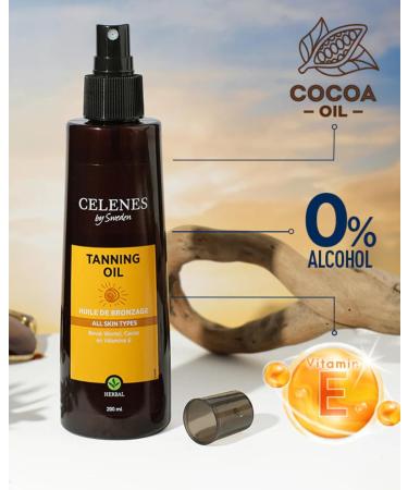 CRX NORDIC AB Celenes by Sweden Herbal Tanning Oil Suitable for All Skin Types Natural Glow Moisturizing with Cocoa Carotene & Vitamin E 200 ml Free from Parabens and Alcohol - Buy Online on GoSupps.com