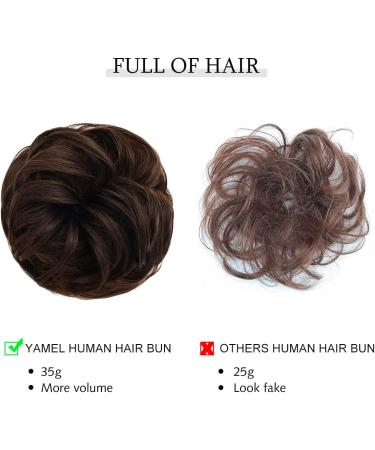 Yamel Dark Brown Messy Bun Scrunchie Human Hair Updo Chignon for Women - Buy Online on GoSupps.com