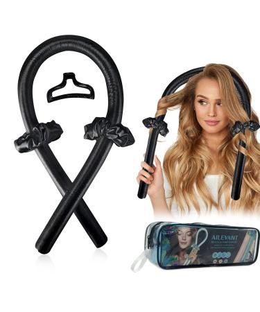 Ailevant Heatless Curling Rod Headband, Heatless Curls Ribbon, Heatless Hair Curler for Long Hair, Ho Heat Hair Rollers for Natural Waves, Sleeping Overnight Hair Waver Hair Curling Kit (black)