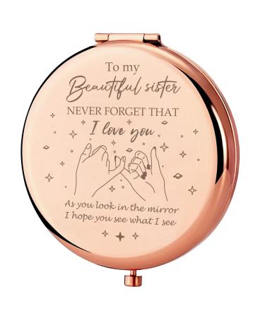 Sister Gifts from Sister - to My Sister Compact Mirror Gifts  Sister Gifts Compact Mirror for Big/Litter Sister  Birthday Gifts for Sister Friendship  Valentine  Mothers Day  Thanksgiving  Idea Rose Gold-sister-2 rose go...