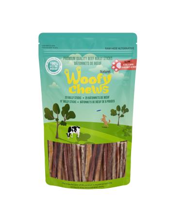 Woofy chews Slim Bully Sticks for Dogs 6-inch (Pack of 20) Single Ingredient Beef Pizzle with Low Natural Scent (Small Dogs) 20 count (Pack of 1)