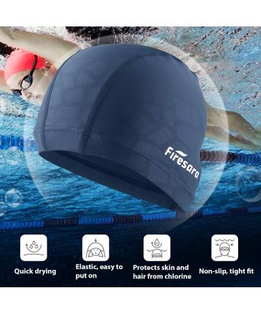 Firesara Fabric Swim Cap - High Elasticity, Breathable, Keeps Hair Clean - For Women, Girls, Men, Kids - Grain Blue (One Size) - Buy Online on GoSupps.com