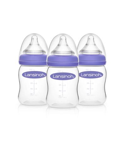 Lansinoh Baby Bottles for Breastfeeding Babies  5 Ounces  3 Count  Includes 3 Slow Flow Nipples (Size 2S) white 3 Count (Pack of 1)