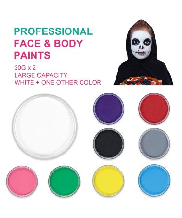 Professional Mardi Gras Makeup Set - Water Current 30g x 2 Colors for Halloween & Carnival Parties - White & Black - Buy Online on GoSupps.com