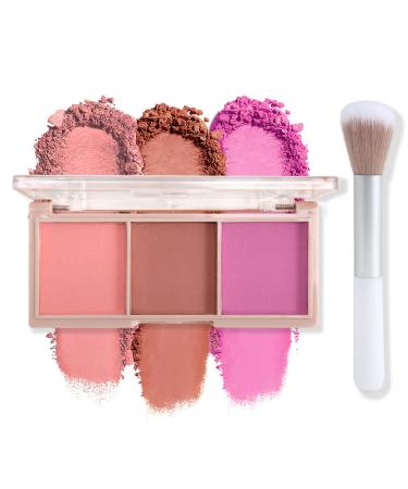 Erinde 3 Color Face Blush Palette  Matte Shimmery Mineral Contour Highlight Blusher Powder | Natural Glow | Smooth Blendable | For All Skin Tones  Purple Blush  0.35Oz 02