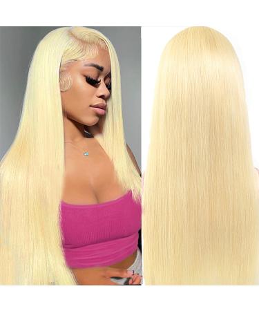 613 Lace Front Wig Human Hair Straight Blonde 13x4 Transparent HD Frontal Wigs for Women Pre Plucked 10A Brazilian 150% Density Baby Natural Hairline 20inch 20 Inch 613 Lace Front Wig Human Hair
