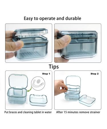 Three-Layer Denture Case with Aligner Removal Tool and Brush - Blue Retainer Cleaner Case for Men and Women - Buy Online on GoSupps.com