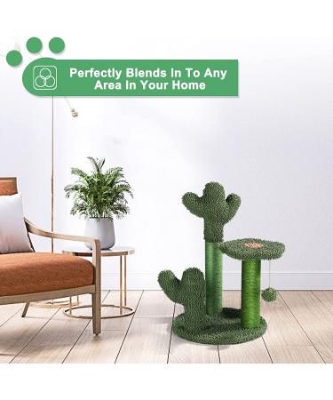 T2Y Cactus Cat Scratching Post - 3 Scratch Posts with Dangling Bell Ball - Premium Sisal Scratcher for Indoor Cats - Buy Online on GoSupps.com