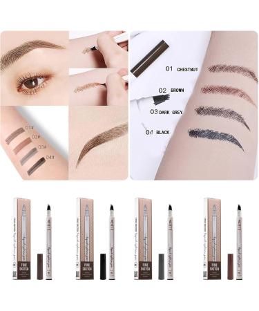 Eyebrow Pen Eyebrow Pencil with 4 Fork Tip ApplicatorSpoolie Brush for Hair-Like Natural Brows Stays on All Day (Brown) - Buy Online on GoSupps.com