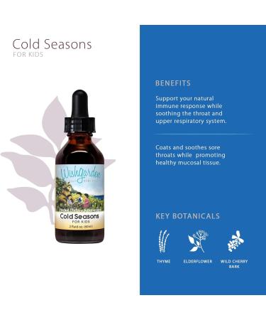 WishGarden Herbs Cold Seasons for Kids - Herbal Cold Remedy with Thyme, Elderflower, Wild Cherry Bark & Yerba Santa Leaf 2oz Tincture - Buy Online on GoSupps.com
