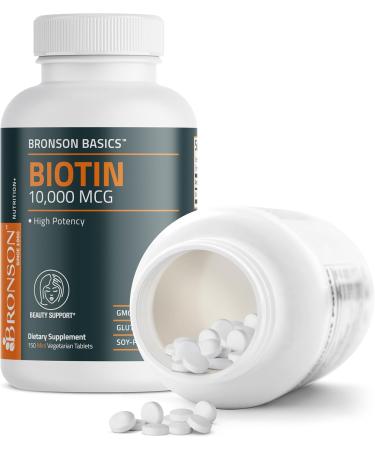 Bronson Biotin 10 000mcg Supports Healthy Hair Skin and Nails Vegetarian Non-GMO 150 Tablets Unflavored 150 Count (Pack of 1) - Buy Online on GoSupps.com