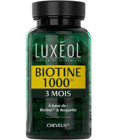 Lux ol Biotin 1000 g (1) Promotes hair growth (arugula)(2) Made in France Food Supplement 90 Capsules 28.5 g
