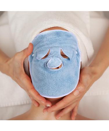 TOYANDONA Serviette Masque Visage en Polaire Corail Bleue Serviette Chaude Absorbante et Hydratante Visage Trois Trous et Bande R glable Amovible Domicile et Spa - Buy Online on GoSupps.com