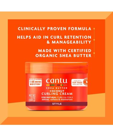 Cantu Shea Butter Coconut Curling Cream 12 Oz - Best Curl Definition & Moisture for Curly Hair | Shop Internationally - Buy Online on GoSupps.com