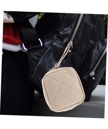 Lurrose Leather Bracers Daily Use Period Bag Napkin Organizer Beige 13x13cm - Buy Online on GoSupps.com