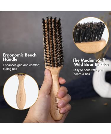 Bestool Wild Boar Hairbrush - Natural Bristle Brush for Women Men & Children | Thin & Fine Hair & Beard | Black Walnut Handle - Buy Online on GoSupps.com
