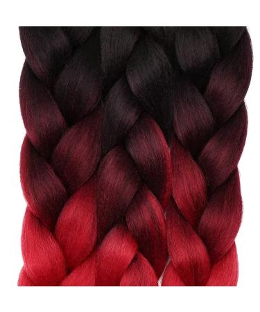 Tess Braids Extensions Ombre 60 cm | 3 Pack Jumbo Braids KanCalon Hair | Black Red Ombre Box Braids | 100g Bundle - Buy Online on GoSupps.com