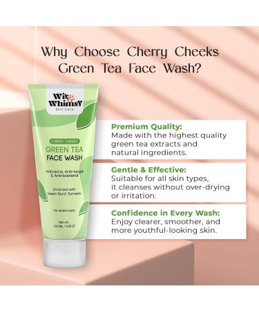 Wit & Whimsy Cherry Cheeks Green Tea Face Wash Premium Ayurvedic Formulation Enriched With Green Tea & Turmeric Extract For All Skin Type - 100ML (3.38 Oz) - Buy Online on GoSupps.com