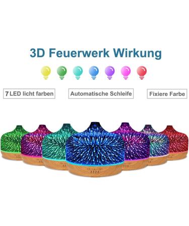 Exqline 500ml Aroma Diffuser - 3D Fireworks Essential Oil Fragrance Diffuser with 7 Color LED Timer & Auto-Off for Home Spa Yoga & Aromatherapy - Buy Online on GoSupps.com