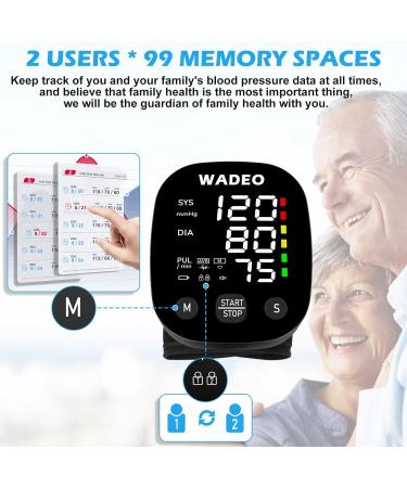 Wadeo Digital Wrist Blood Pressure Monitor - Accurate LCD Portable Monitor with Voice Transmission Heart Rate Tracking & 2x99 Memory for Home & Travel - Buy Online on GoSupps.com