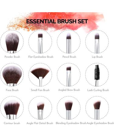 HEYMKGO 12pc Travel Size Makeup Brush Set with 2pc Sponges | Wooden Handle Brushes for Foundation, Blush, Eyeshadow & More - Buy Online on GoSupps.com