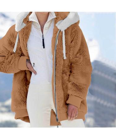 HANXIULIN Women's Oversize Plush Fleece Jacket - Warm Lined Winter Coat in Khaki & Color Variations - Casual Faux Fur Cardigan for Cold Weather - Shop Now! - Buy Online on GoSupps.com