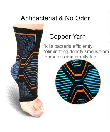 Buy Copper Infused Ankle Braces - Compression Sleeves for Sports Protection & Fasciitis Relief - Unisex Medium Size - Buy Online on GoSupps.com