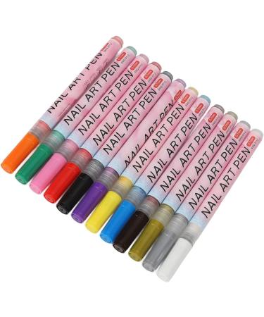 12 Colors Nail Art Pens Set Quick Dry Portable Long Lasting Nail Painting Drawing Pens for Details Lines - Buy Online on GoSupps.com