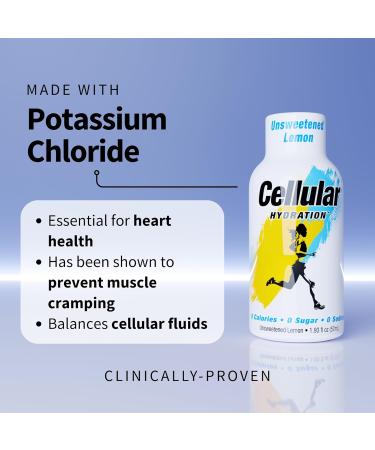 Cellular Hydration Electrolyte Shots 24-Pack Supports Endurance Muscle Function & Workout Recovery Magnesium Potassium & Taurine Zero Sugar Zero Sodium Unsweetened Lemon Unsweetened Lemon Water 24-pack of 1.93 f  - Buy Online on GoSupps.com