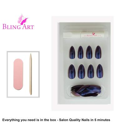 Shop Bling Art Blue Purple Chameleon False Nails - 24 Almond Stiletto Fake Tips | International Shipping Available - Buy Online on GoSupps.com