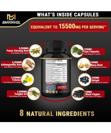 Test Booster Supplement for Men - 15 500mg Herbal Equivalent - Supports Strength  Muscle  Energy - Made with Tribulus  Panax Ginseng  Ashwagandha - Buy Online on GoSupps.com