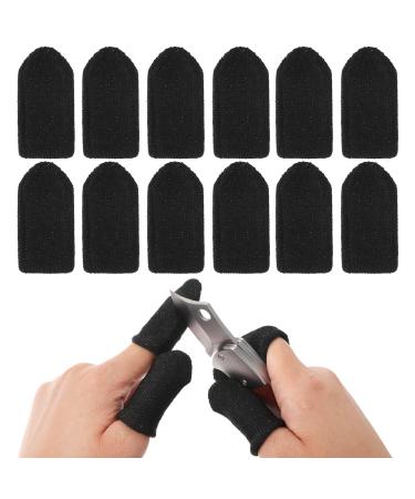 TIESOME 12 PCS Finger Cots Cut Resistant Protector Finger Covers for Cuts Reusable Gloves Life Extender Anti-Slip Cut Resistant Finger Protectors for Kitchen Work Sculpture Supplies (Black)